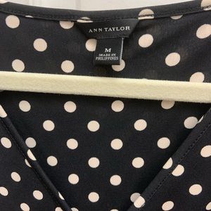 Ann Taylor black and cream polkadot dress